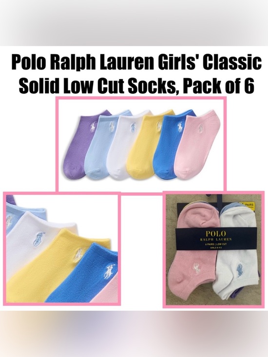 Polo Ralph Lauren Other - Polo Ralph Lauren Girls' Classic Solid Low Cut Socks, Pack of 6